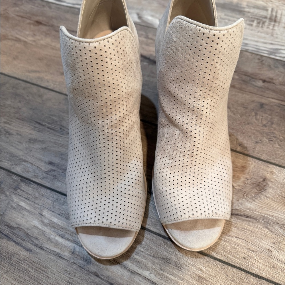 Cole Haan suede open toe booties